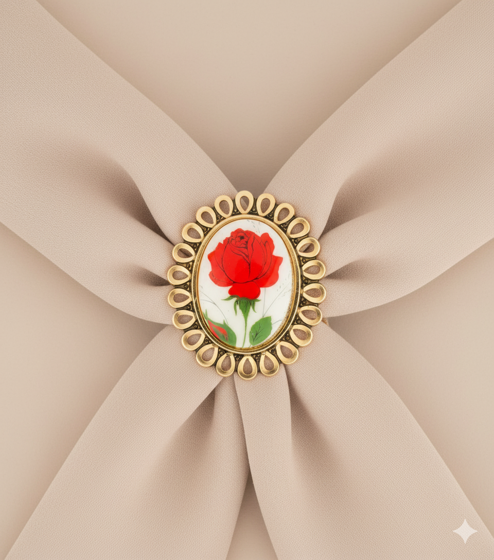 Vintage Scarlet Rose Scarf Clip – Eternal Bloom