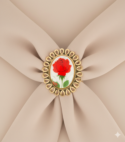 Vintage Scarlet Rose Scarf Clip – Eternal Bloom