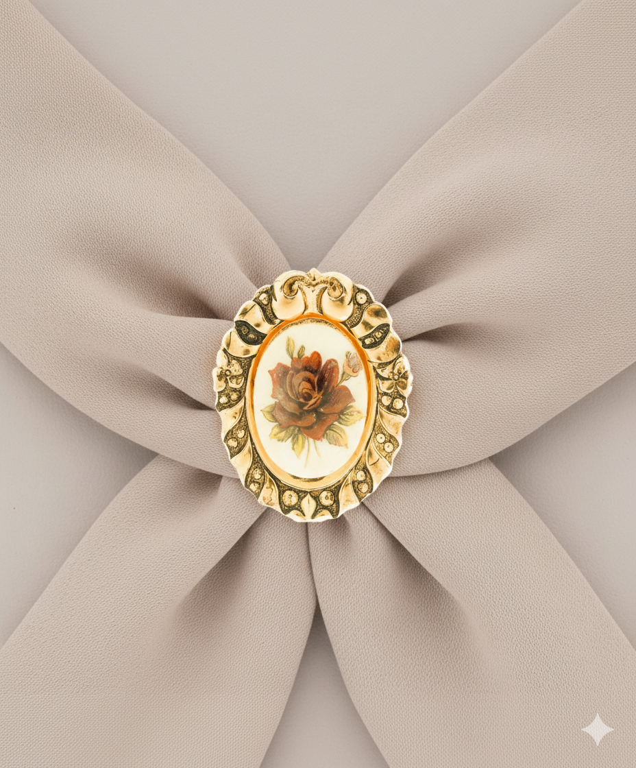 Vintage Rose Scarf Clip – Baroque Romance