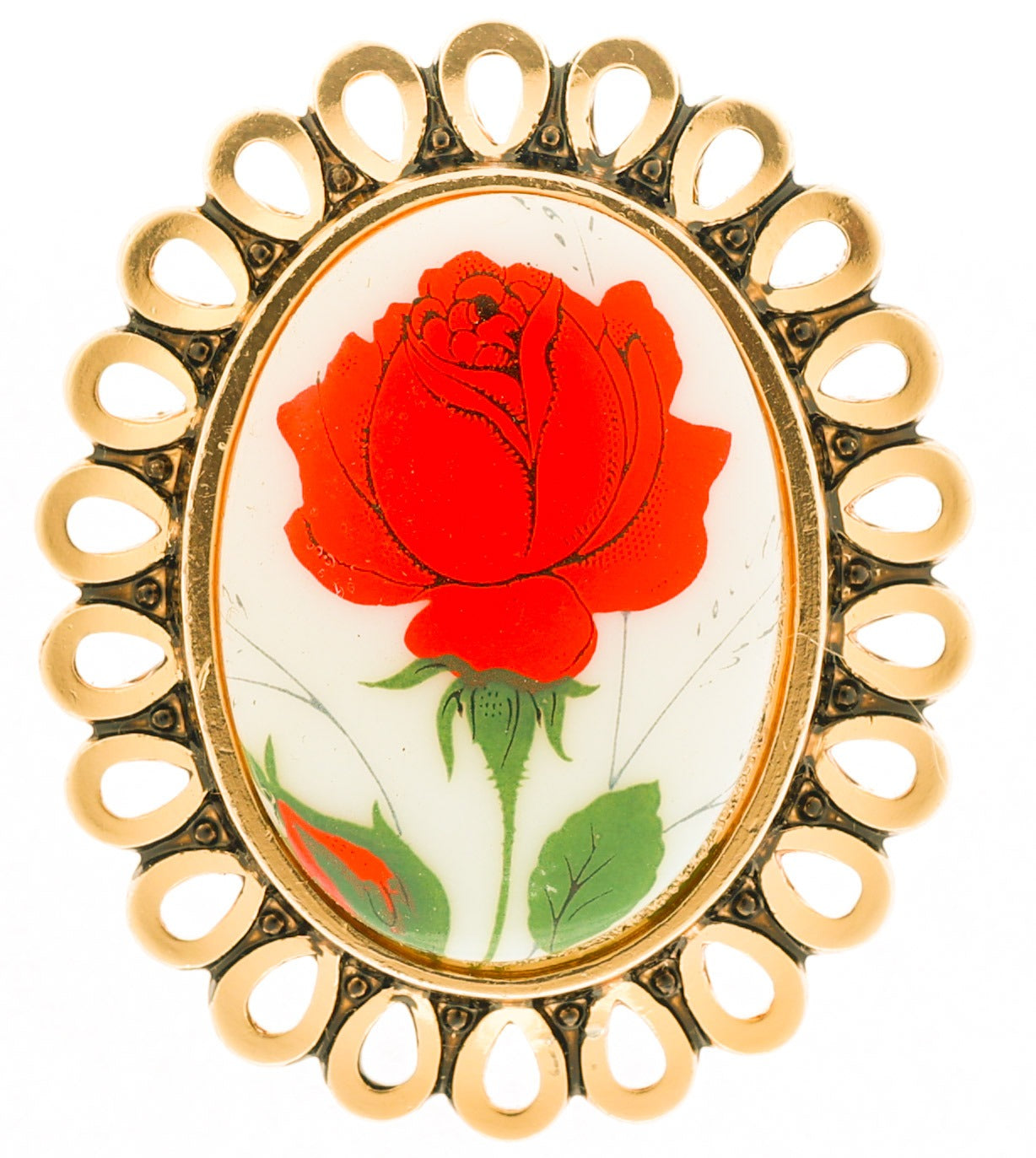 Vintage Scarlet Rose Scarf Clip – Eternal Bloom